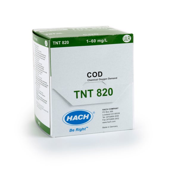 Prueba en cubeta TNTplus para demanda química de oxígeno (DQO), ULR (1 - 60 mg/L DQO), 25 pruebas